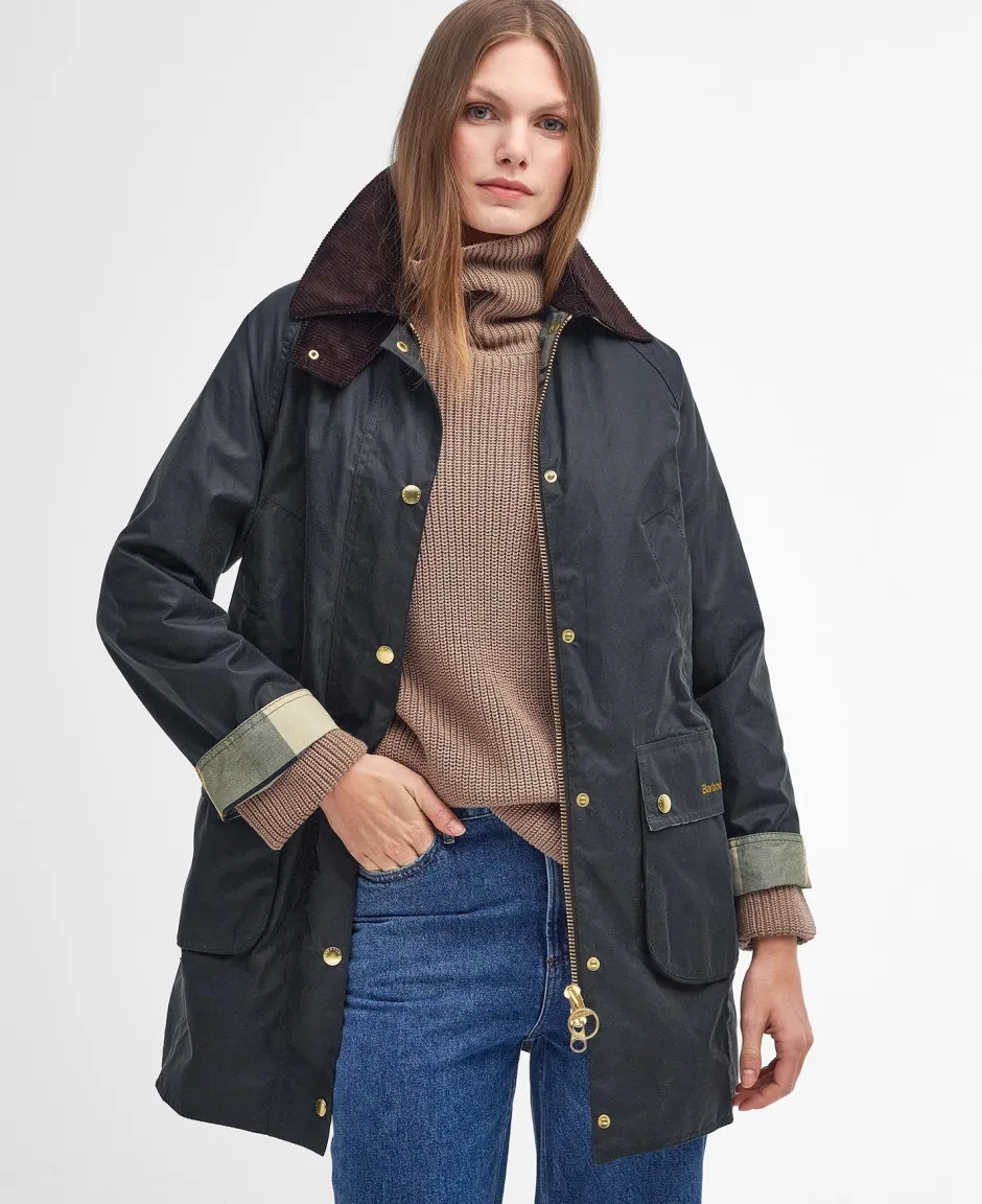 Long Beadnell Wax Jacket TUMMANVIHREÄ>Barbour Discount