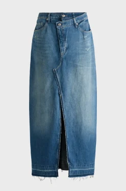 naisten hame, LONG DENIM SKIRT Indigo><noscript><img width=