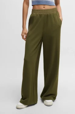 naisten housut, ECARA JERSEY PANT Armeijanvihreä>BOSS Orange New