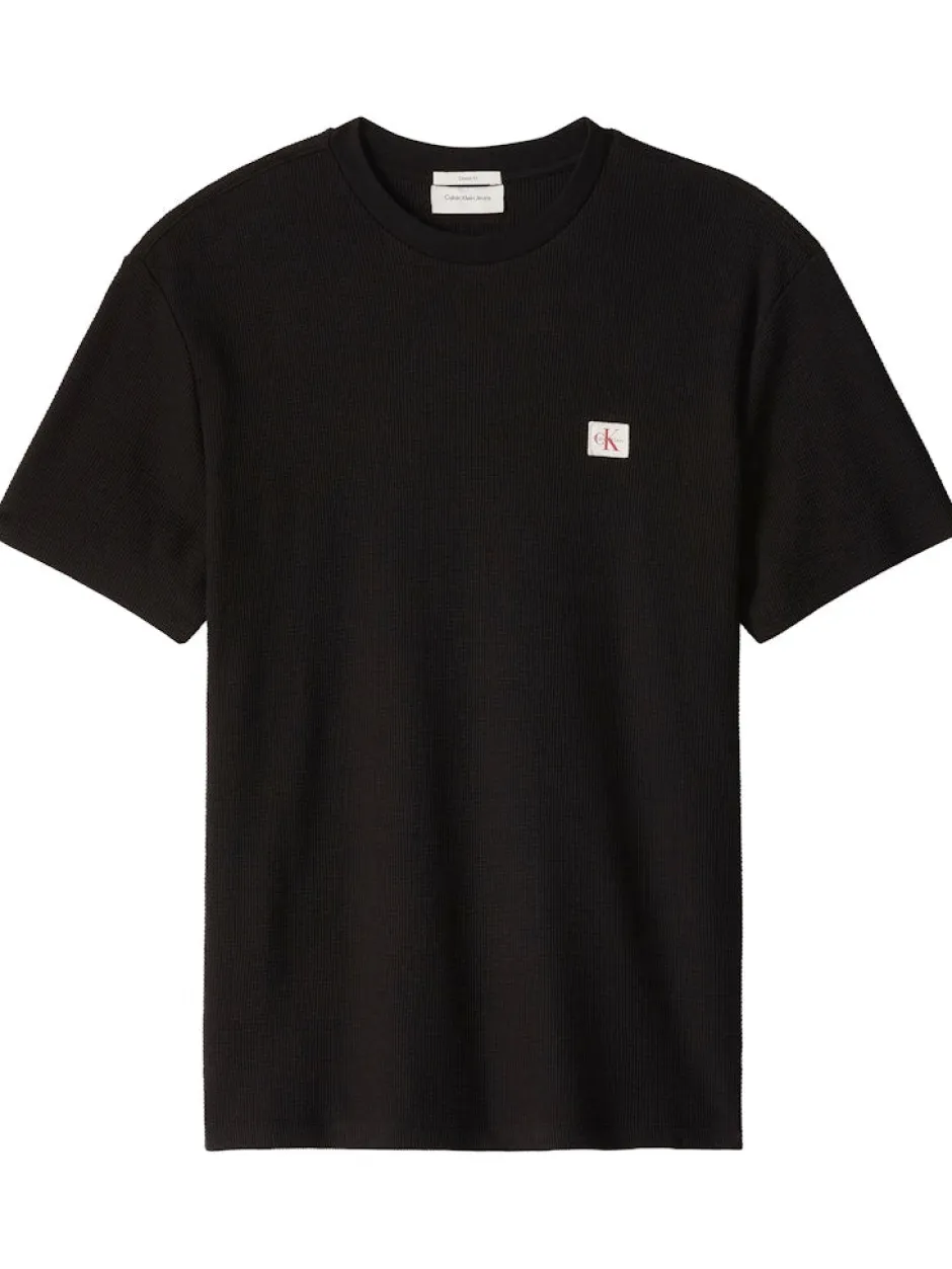 miesten t-paita SS Waffle Badge Crewnk Tee,>Calvin Klein Jeans Outlet