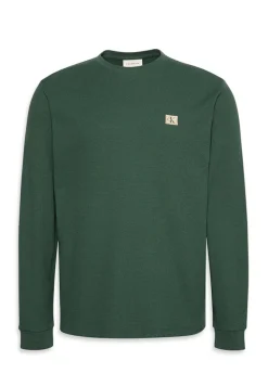 miesten paita, LS WAFFLE BADGE CREWNK TEE Armeijanvihreä><noscript><img width=