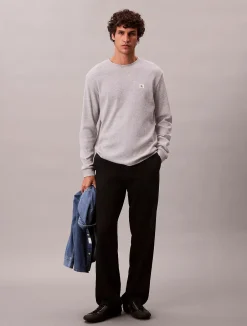 miesten paita, LS WAFFLE BADGE CREWNK TEE>Calvin Klein Jeans New