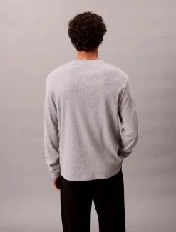 miesten paita, LS WAFFLE BADGE CREWNK TEE>Calvin Klein Jeans New