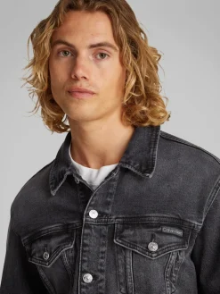 miesten farkkutakki, SLIM DENIM JACKET BLACK><noscript><img width=