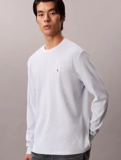 miesten pitkähihainen paita LS Waffle Badge Crenwnk Tee,>Calvin Klein Jeans Hot