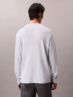 miesten pitkähihainen paita LS Waffle Badge Crenwnk Tee,>Calvin Klein Jeans Hot