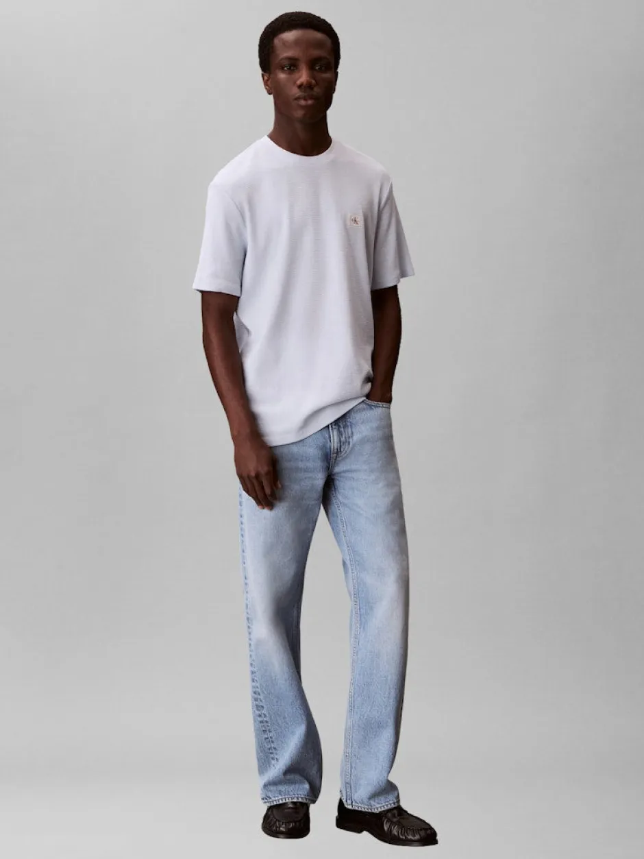 miesten t-paita SS Waffle Badge Crewnk Tee,>Calvin Klein Jeans Discount