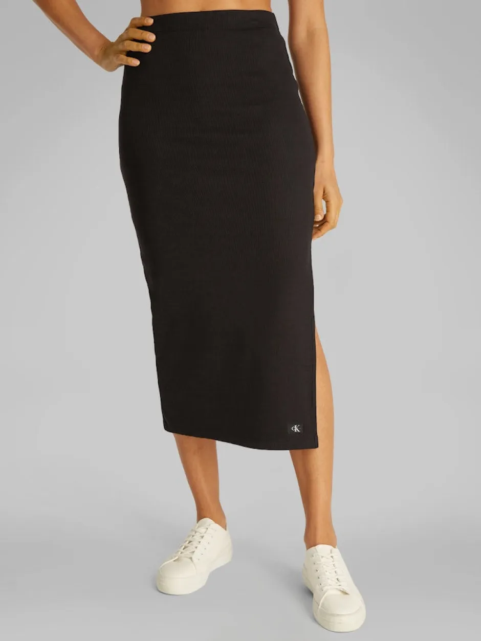 naisten hame, WOVEN LABEL RIB SKIRT>Calvin Klein Jeans Hot