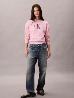 naisten collegepusero, LS MONOLOGO FRENCH TERRY SWEATSHIRT>Calvin Klein Jeans