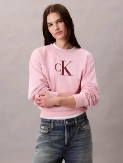 naisten collegepusero, LS MONOLOGO FRENCH TERRY SWEATSHIRT>Calvin Klein Jeans