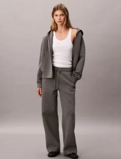 naisten joggerit, SCUBA WIDE LEG PANT Vaaleanharmaa>Calvin Klein Jeans Online