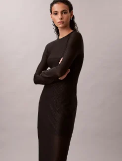 naisten mekko LS AOP Lace Maxi Dress, musta><noscript><img width=