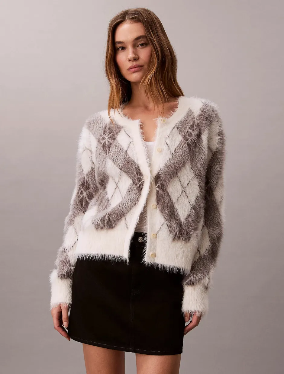 naisten neuletakki Fuzzy Novelty Argyle Sweater,>Calvin Klein Jeans Hot