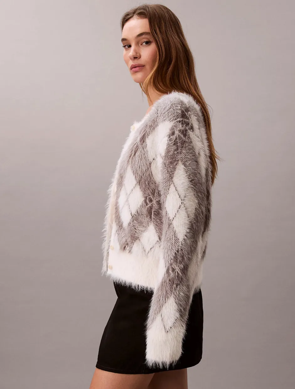 naisten neuletakki Fuzzy Novelty Argyle Sweater,>Calvin Klein Jeans Hot