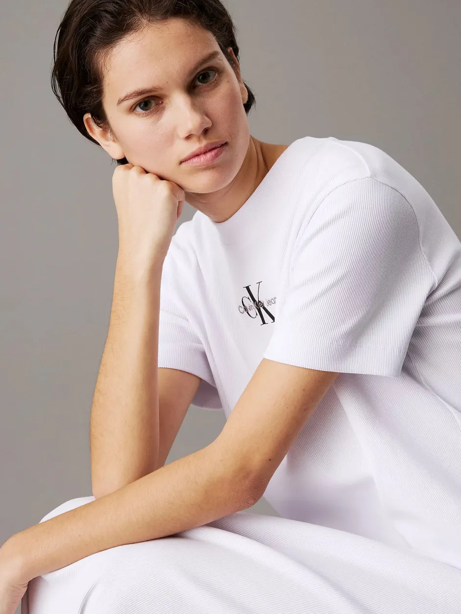 naisten mekko, K-MONOLOGO LONG RIB TEE DRESS>Calvin Klein Jeans Discount