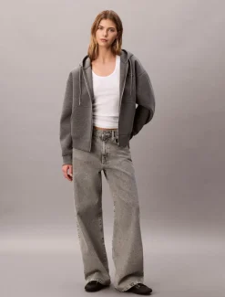 naisten huppari, LS SCUBA HOODIE Vaaleanharmaa>Calvin Klein Jeans