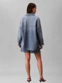 naisten farkkupaita DENIM BOYFRIEND SHIRT OVERNIGHT, sininen>Calvin Klein Jeans Online