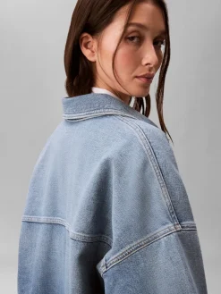naisten farkkupaita DENIM BOYFRIEND SHIRT OVERNIGHT, sininen><noscript><img width=