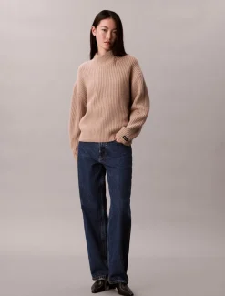 naisten neulepusero, CHUNKY WOOL BLEND T NECK SWEATER><noscript><img width=