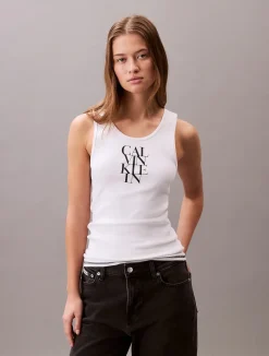 naisten tank top, SL COTTON RIB SOLID TANK>Calvin Klein Jeans Hot