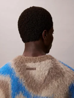 miesten neulepusero LS PATTERN BRUSHED ALPACA CREWNE,>Calvin Klein Menswear Best