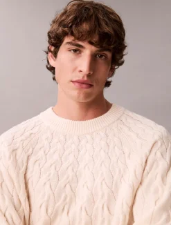 miesten neulepaita LS LAMBSWOOL BLENDCABLE CREWNK,>Calvin Klein Menswear Sale