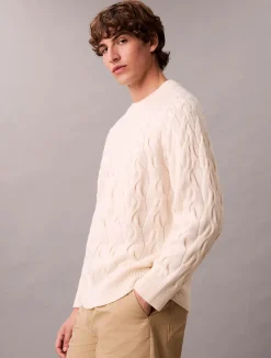 miesten neulepaita LS LAMBSWOOL BLENDCABLE CREWNK,><noscript><img width=