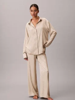 naisten pyjamasetti K-SATIN AOP SET,>Calvin Klein New