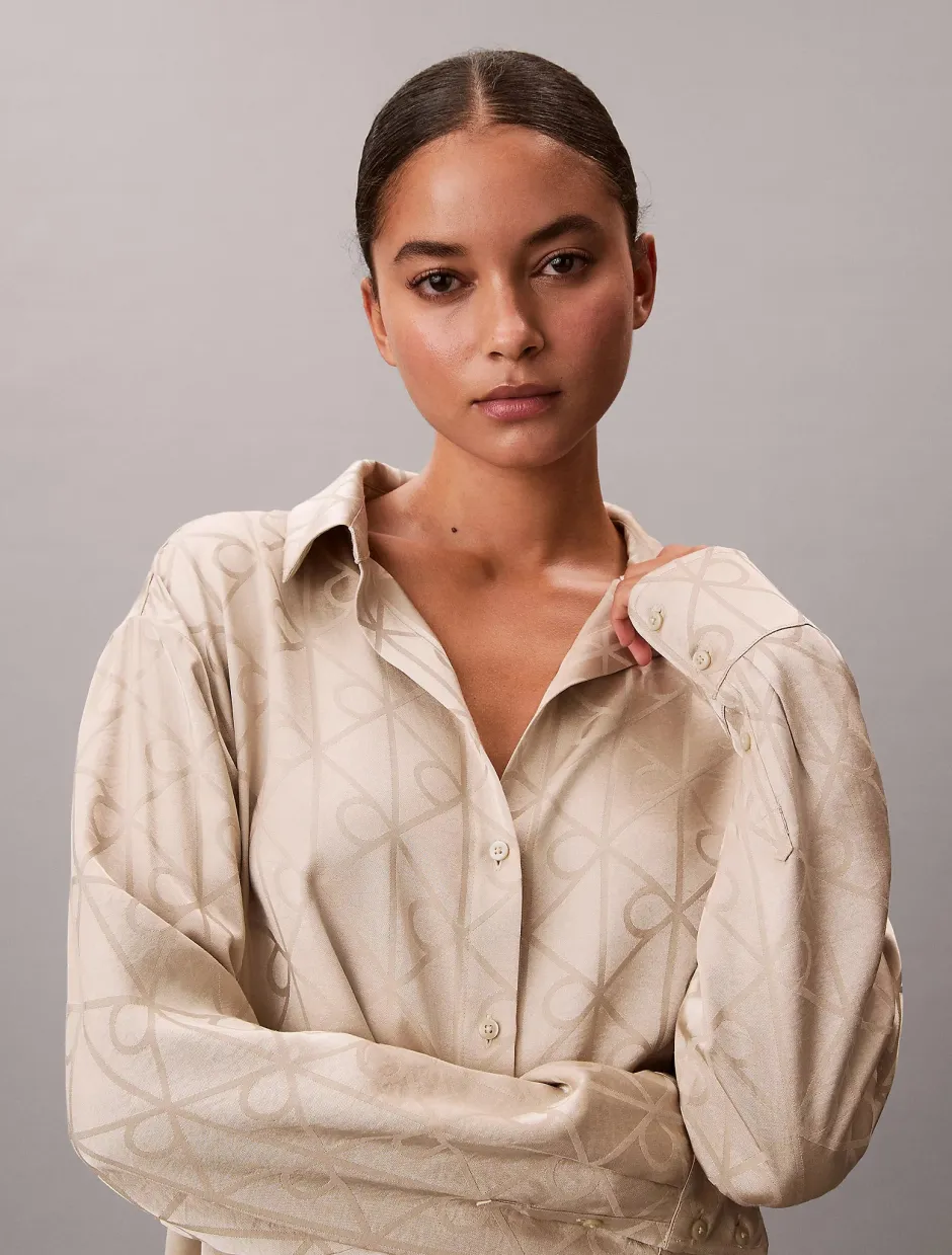 naisten pyjamasetti K-SATIN AOP SET,>Calvin Klein New