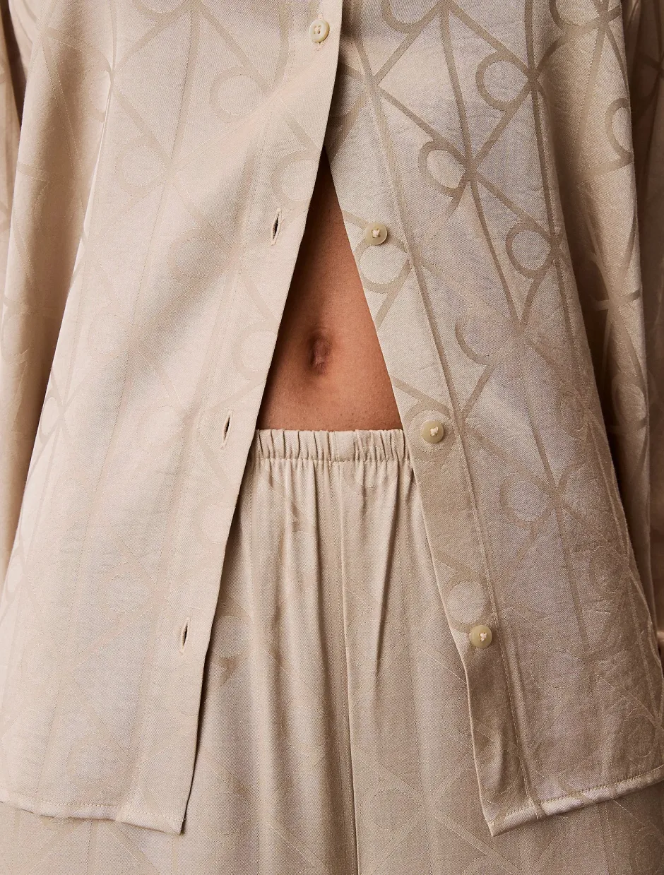 naisten pyjamasetti K-SATIN AOP SET,>Calvin Klein New