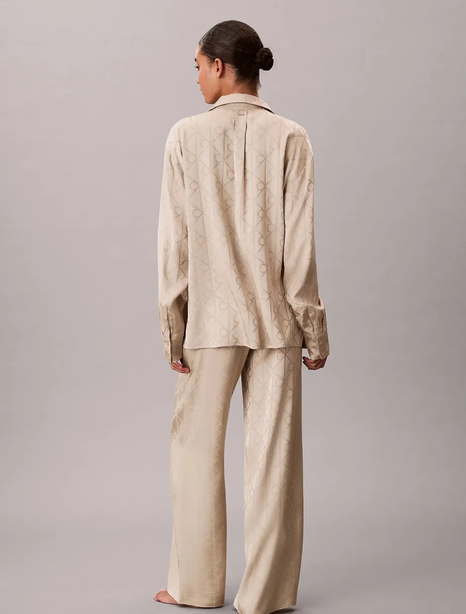 naisten pyjamasetti K-SATIN AOP SET,>Calvin Klein New