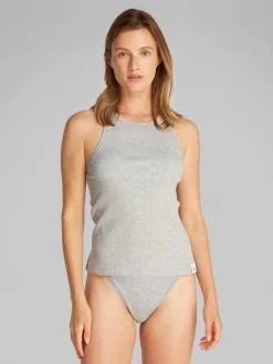 naisten tank top, SLIM RIB TANK Vaaleanharmaa>Calvin Klein Online