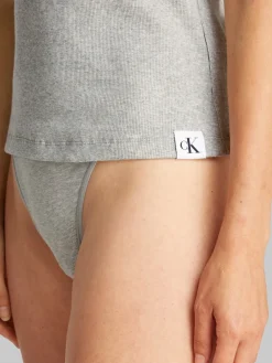 naisten tank top, SLIM RIB TANK Vaaleanharmaa><noscript><img width=