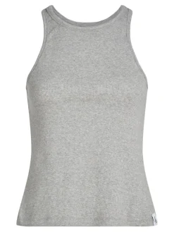 naisten tank top, SLIM RIB TANK Vaaleanharmaa><noscript><img width=