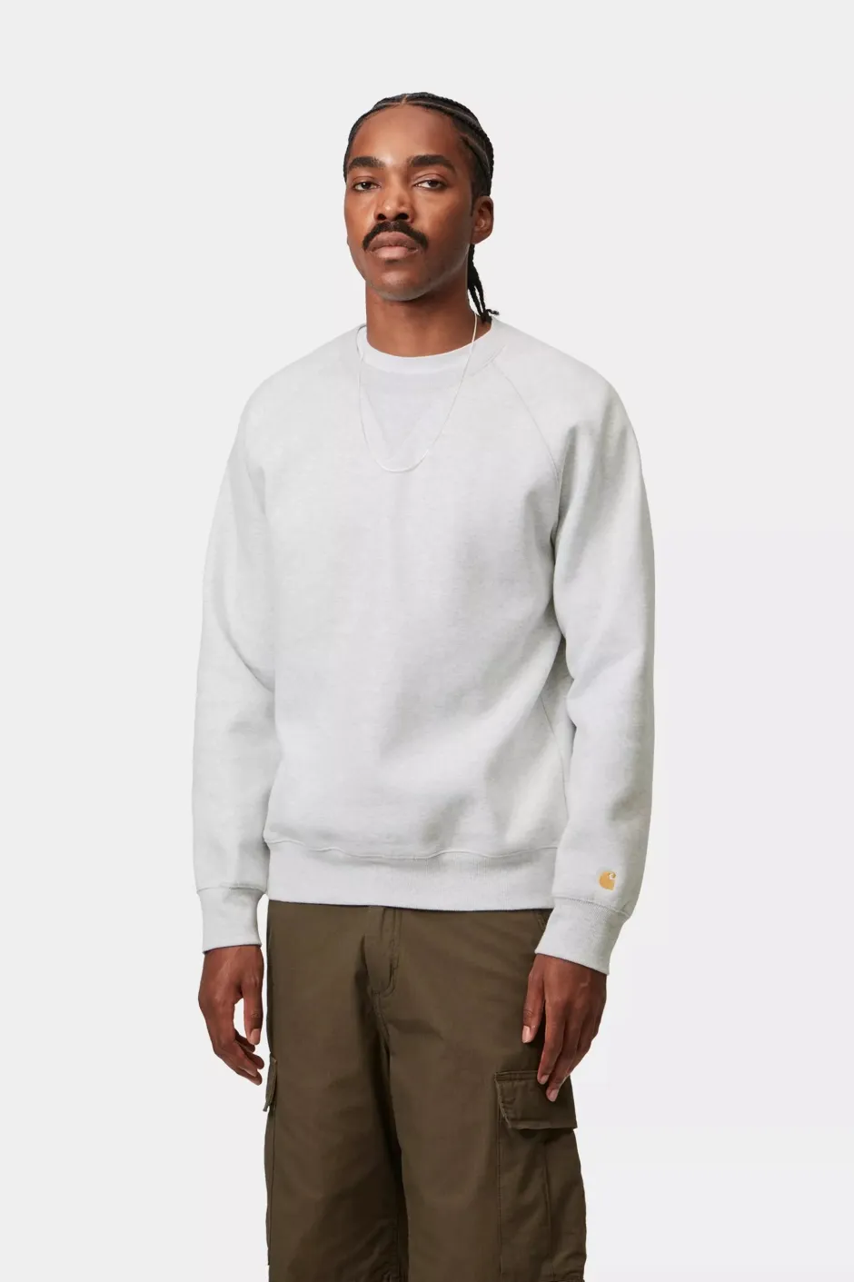 miesten collegepaita Chase Sweatshirt, vaaleanharmaa>Carhartt Hot