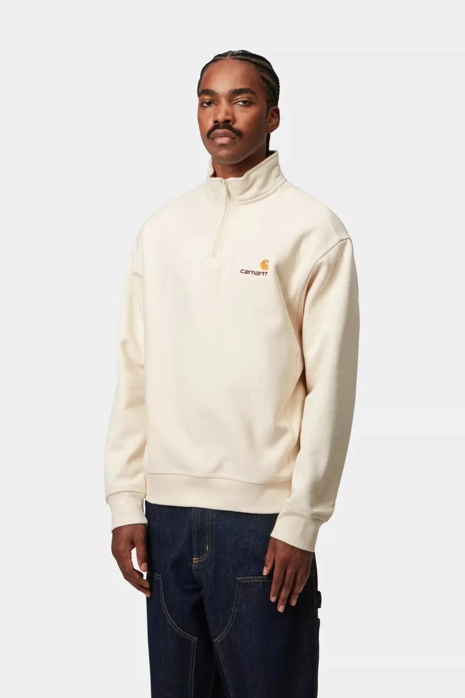 miesten collegepaita Half Zip American Script Sweatshirt,>Carhartt Outlet