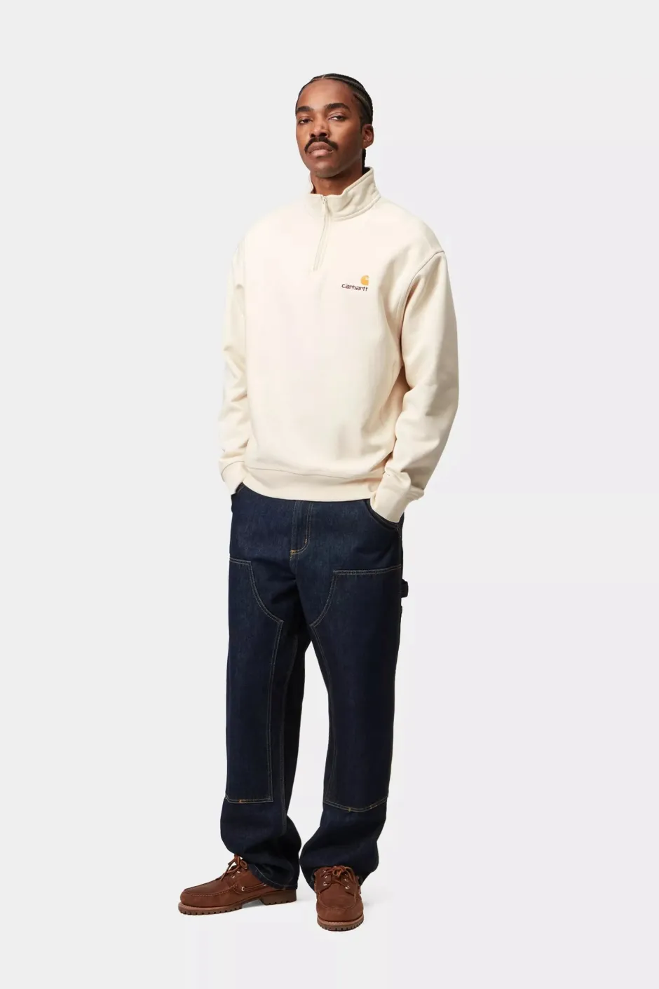 miesten collegepaita Half Zip American Script Sweatshirt,>Carhartt Outlet