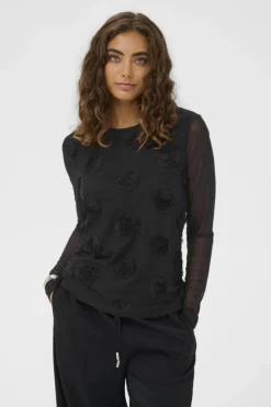 Mascha Mesh O-Neck Blouse, musta>Culture Best
