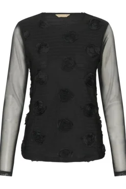 Mascha Mesh O-Neck Blouse, musta><noscript><img width=