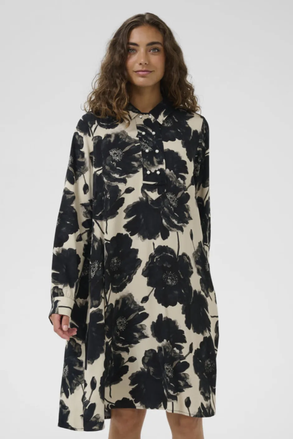 naisten mekko, CURACHEL ELITHA SHORT DRESS Black/Offwhite Flowe>Culture Sale