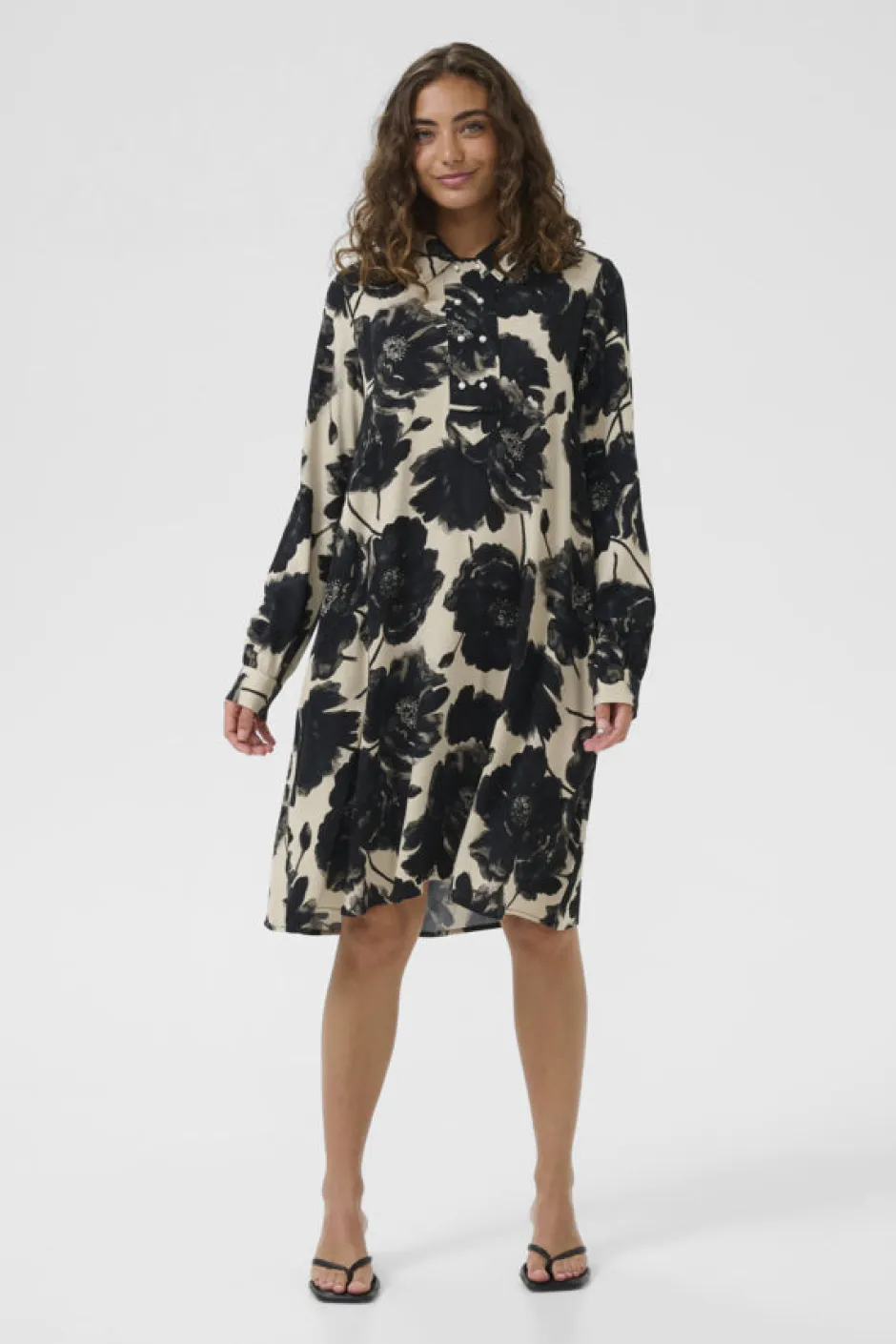 naisten mekko, CURACHEL ELITHA SHORT DRESS Black/Offwhite Flowe>Culture Sale