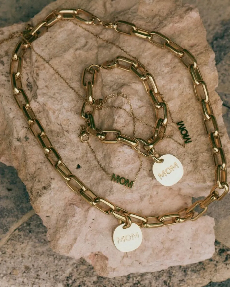 kaulakoru Mom Necklace, Gold pleated>Edblad New