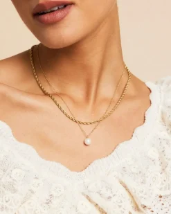 kaulakoru Rope Chain Necklace Gold, Gold pleated>Edblad New