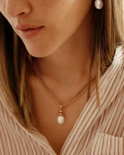 kaulakoru Swivel Necklace Pearl L, Gold pleated>Edblad Best