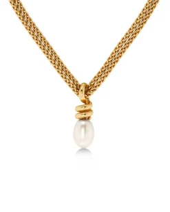 kaulakoru Swivel Necklace Pearl L, Gold pleated><noscript><img width=