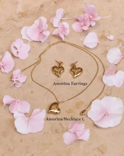 korvakorut Amorina Earrings, gold pleated><noscript><img width=