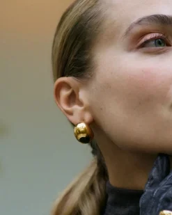 korvakorut Bold Creoles L Gold, Gold pleated>Edblad Discount