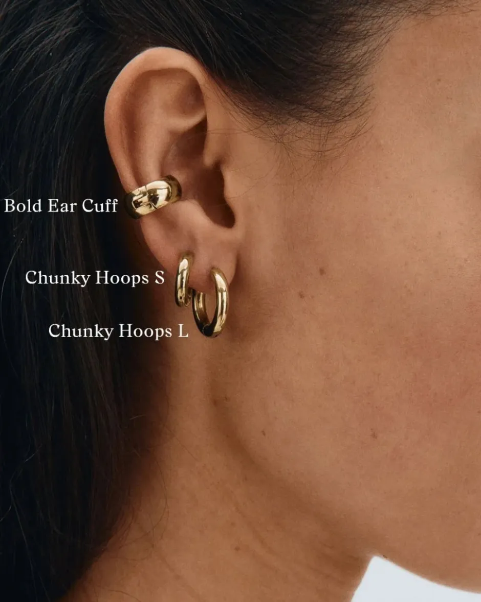 korvakorut, CHUNKY HOOPS L GOLD 16mm>Edblad Hot