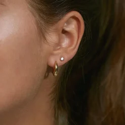 korvakorut Crown Studs Mini Gold, Gold pleated>Edblad New