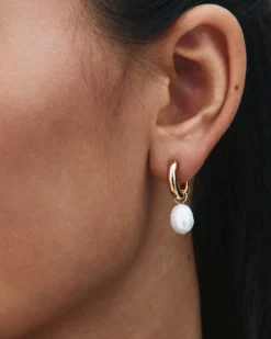 korvakorut Perla Hoops L Gold, Gold pleated><noscript><img width=